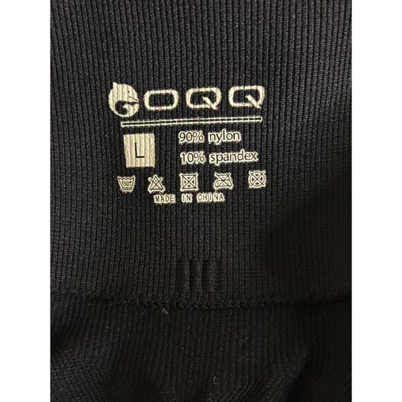 OQQ Ribbed Seamless Biker Shorts Black Size L High Waist 90s Nylon Spandex - Picture 7 of 7